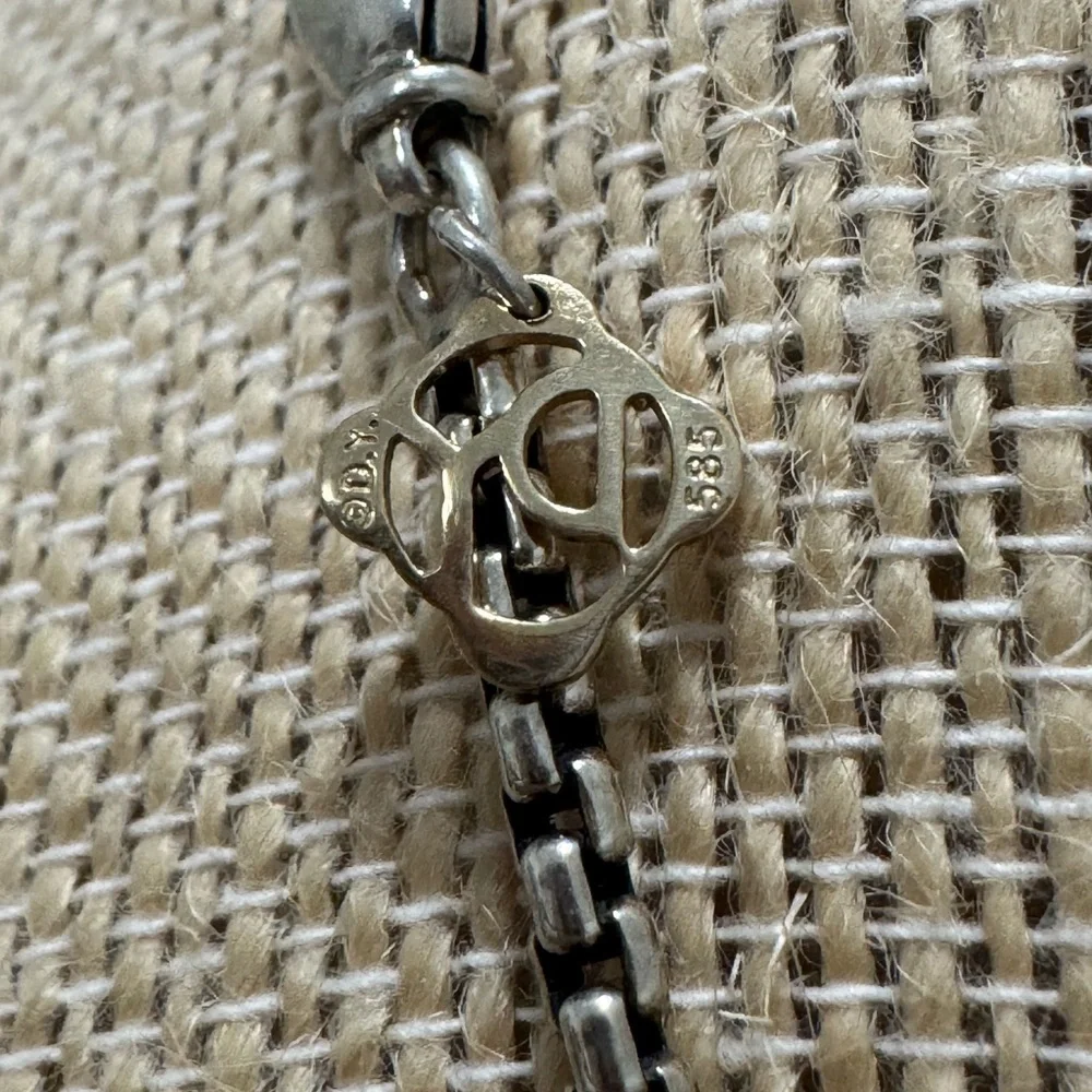 David Yurman .925 Box Chain Necklace w/14K Gold DY Tag 20” Length - Picture 5 of 6